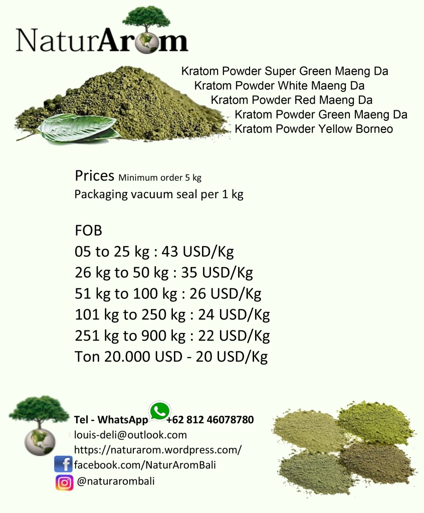 export-naturarom-kratom-price-list-vacuum-usd | NaturArom Kratom Bali